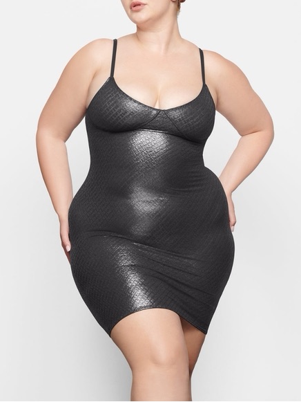 Nwt Skims Logo Mesh Foil Cami Dress